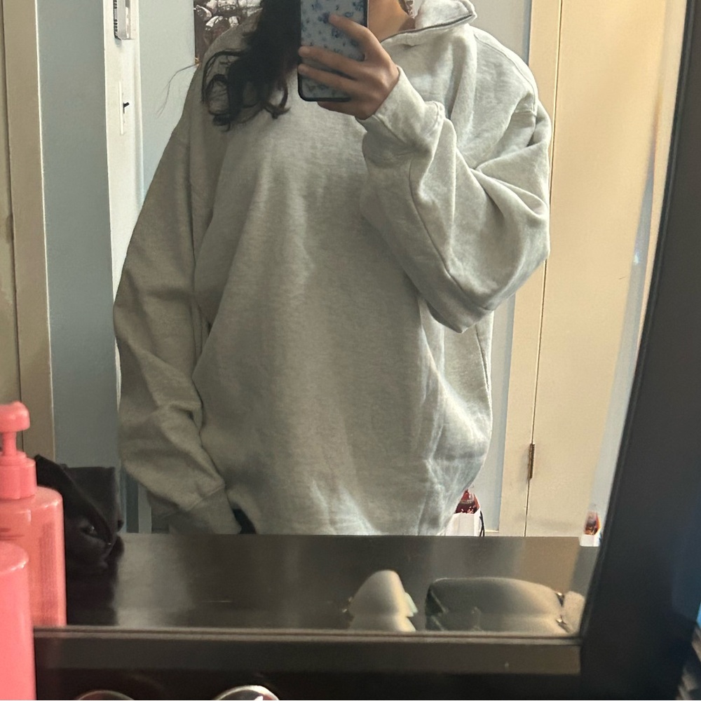 Oversized grey quarter zip Brandy Melville NWT